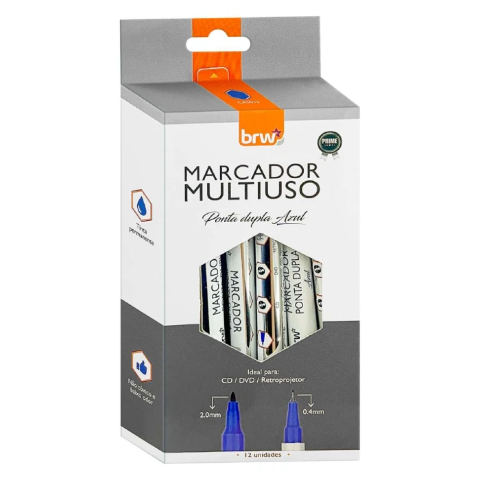 Caneta para Retroprojetor BRW Ponta Dupla Azul - #4
