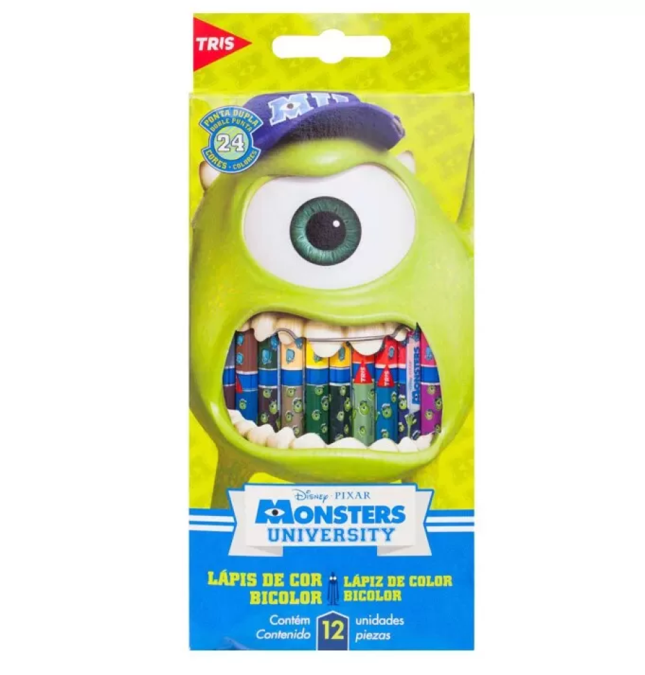 Lápis de cor disney Monsters university com 12 unidades bicolor Tris