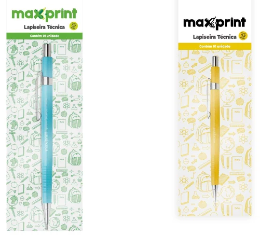 Lapiseira Técnica 0,9 mm Amarela e Azul – 1 Unidade | Maxprint