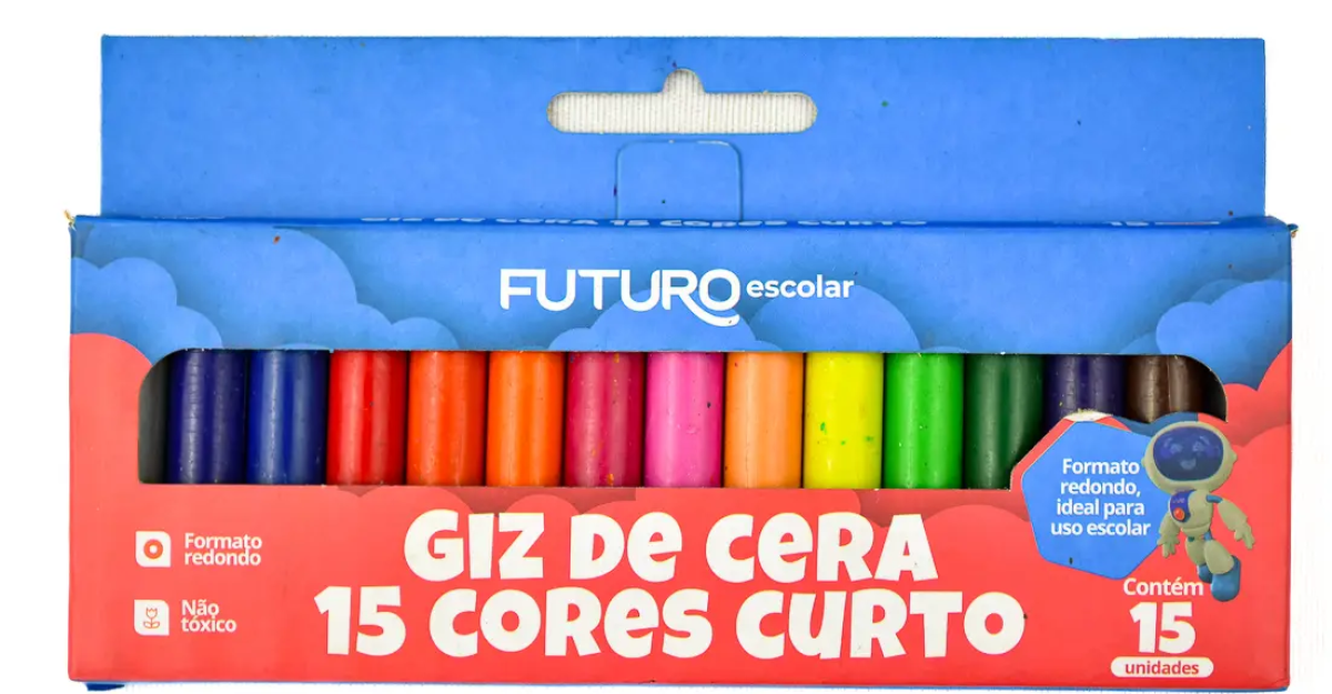 Giz de cera curto com 15 unidades Futuro