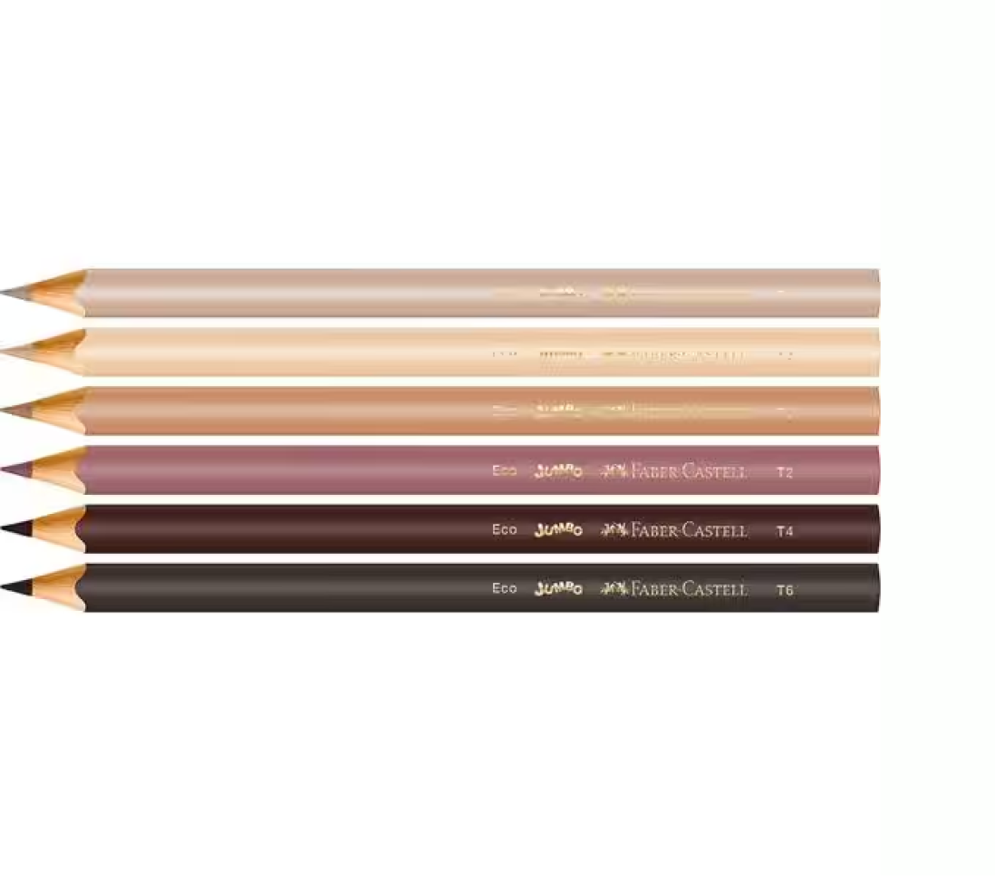 Lápis de cor jumbo triangular com 06 cores de pele Faber - #3
