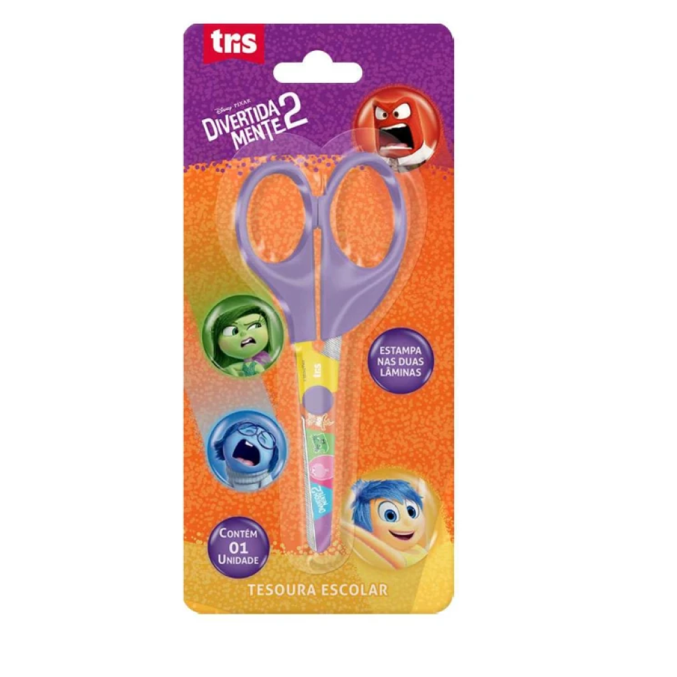 Tesoura Escolar Licenciada Divertidamente Blister Tris
