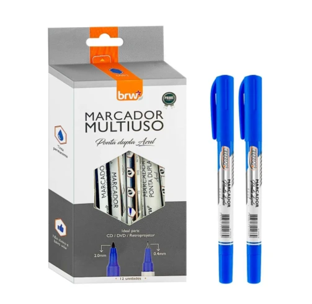 Caneta para Retroprojetor BRW Ponta Dupla Azul - #3