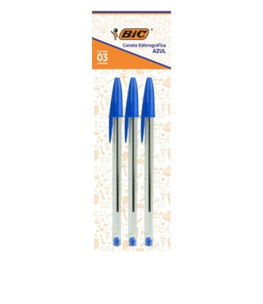 Caneta Esferográfica Cristal 1,0mm BIC – Blister com 3 Unidades - Azul, Preta ou Vermelha - #4