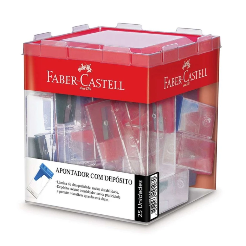 Apontador com depósito retangular com 01unidade Faber Castell
