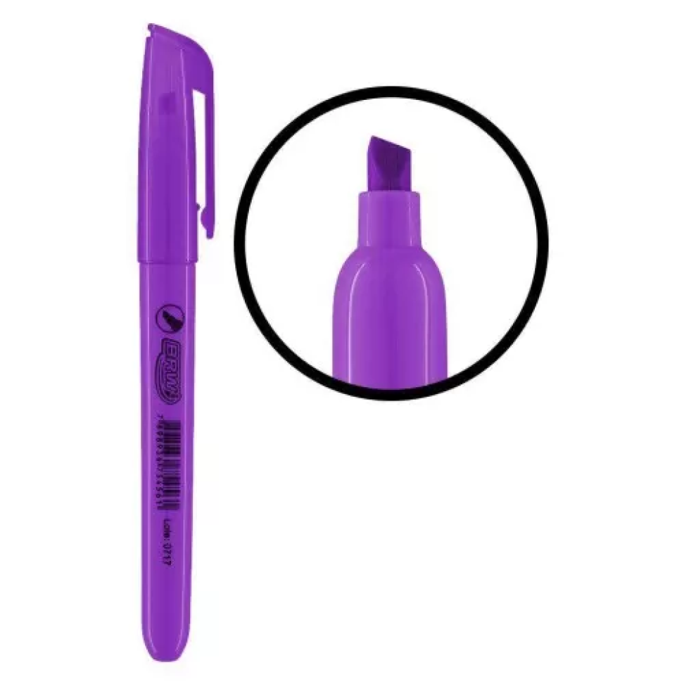 Caneta Marca Texto BRW Fluorescente – Vermelha, Roxa e Verde