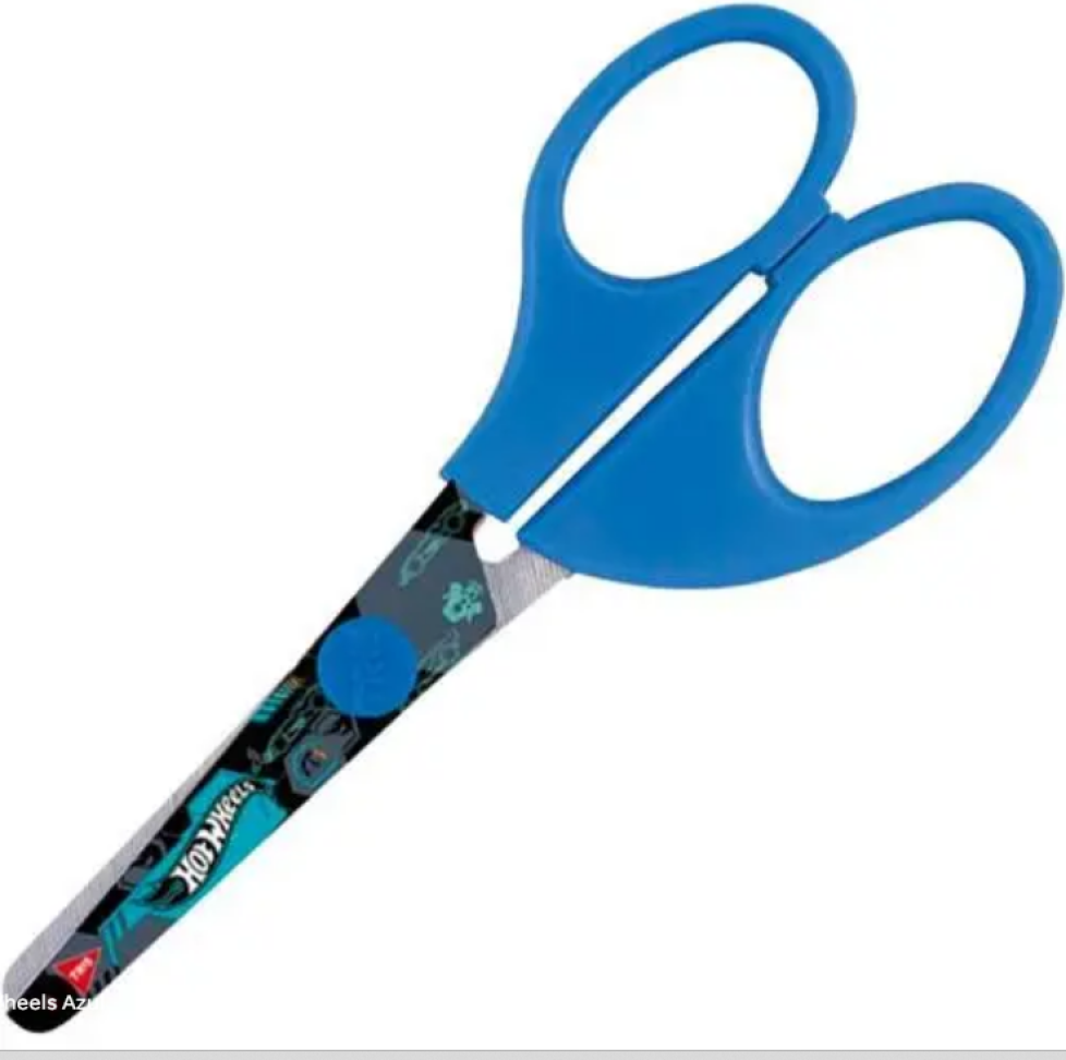 Tesoura Escolar Licenciada Hot Wheels Blister Tris