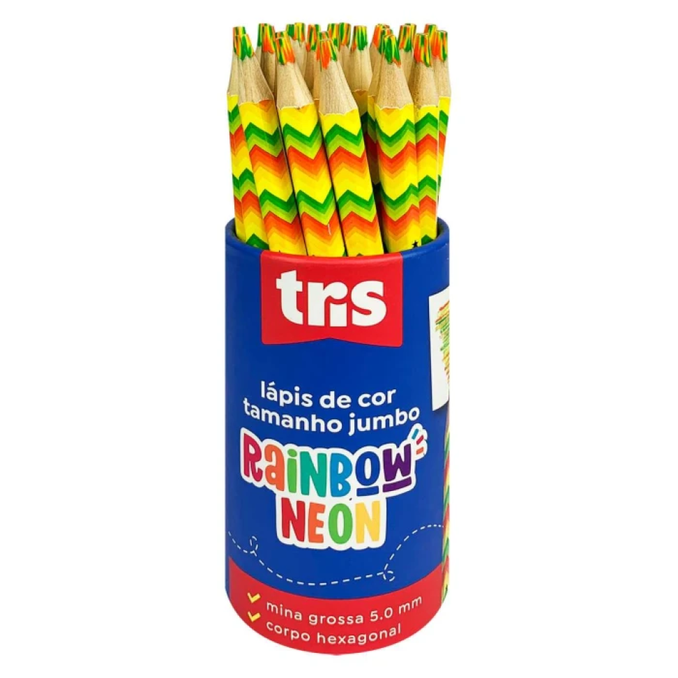 Lápis de cor jumbo rainbow neon 01 unidade Tris - #3