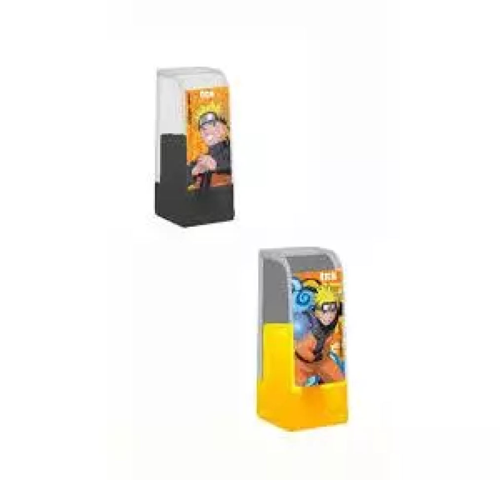 Apontador com depósito + borracha Naruto blister Tris