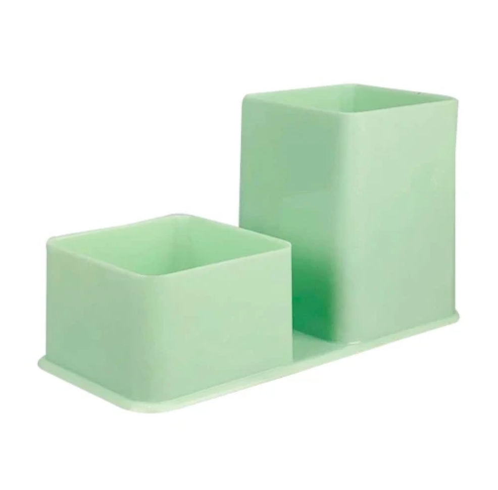 Porta Canetas e Clips 2x1 Acrílico – Azul Pastel, Verde Pastel e Azul