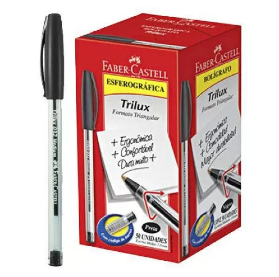 Caneta Esferográfica Fix Trilux Faber-Castell – Azul, Preta e Vermelha - Und - #3