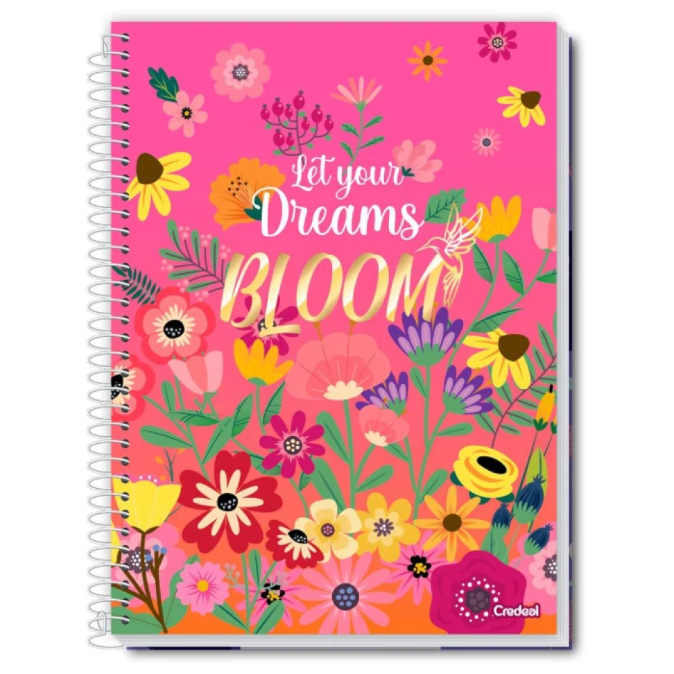 Caderno Capa Dura 01x01 80 folhas e 10x01 160 folhas Feminino Pétalas Credeal - #4