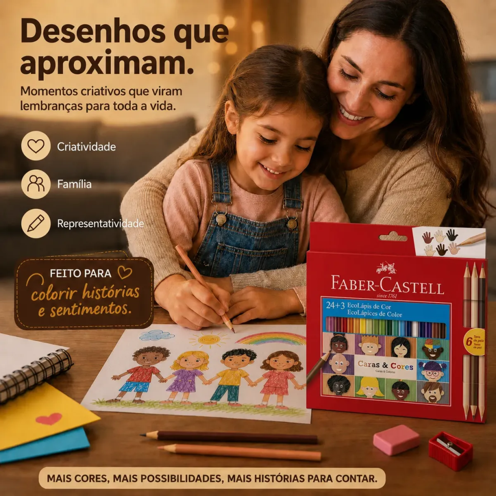 Lápis de Cor Faber-Castell 24 Cores + Apontador + 3 Lápis Bicolor – Kit Completo para Criar e Aprender! - #4