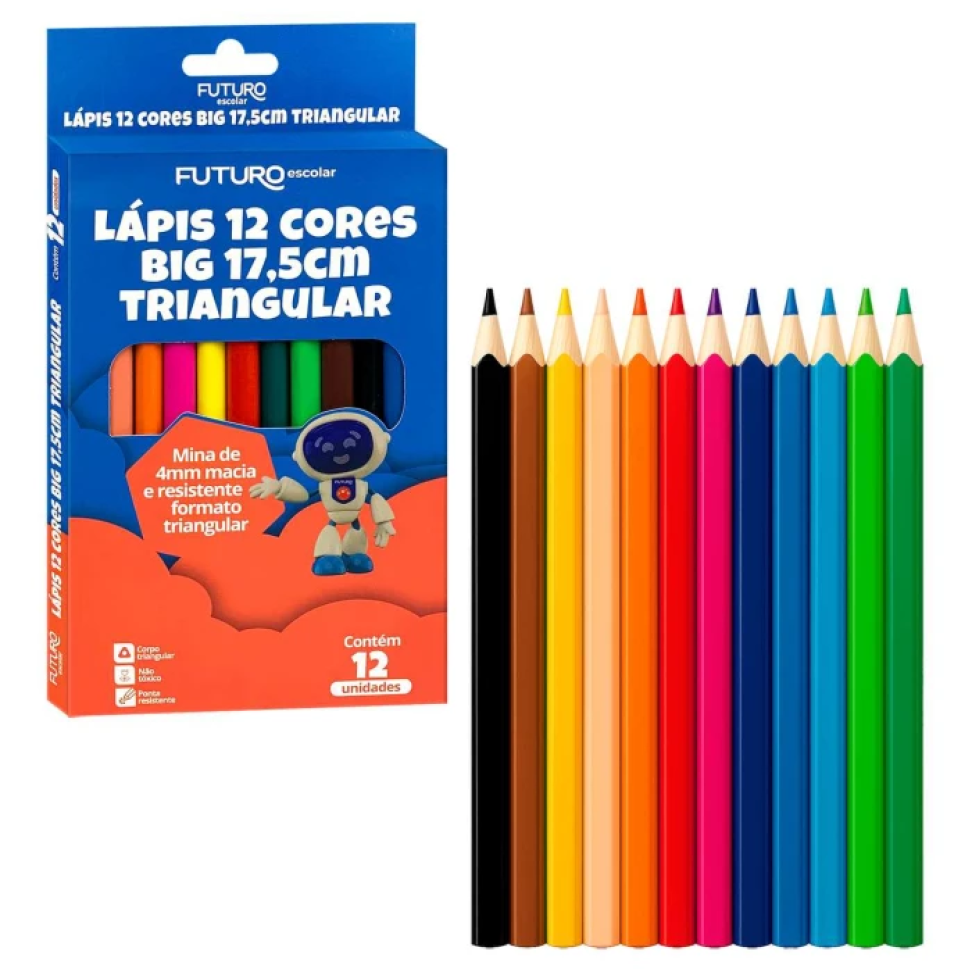 Lápis de cor jumbo com 12 unidades triangular Futuro