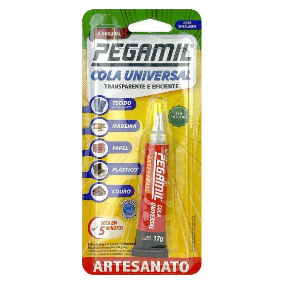 Cola Multiuso Pegamil 17g – Ideal para Artesanato e Trabalhos Manuais