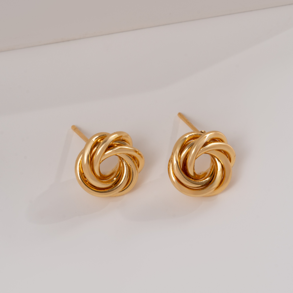 Brinco Entrelaçado duplo Liso Dourado P