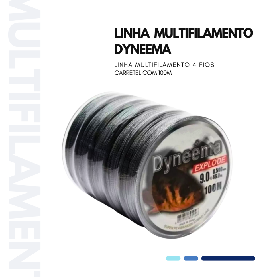 LINHA MULTIFILAMENTO DYNEEMA 100MT 4 FIOS