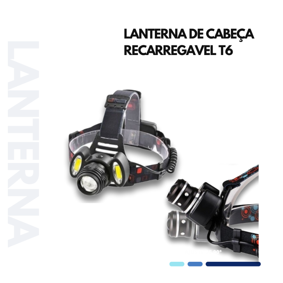 LANTERNA DE CABEÇA RECARREGAVEL T6