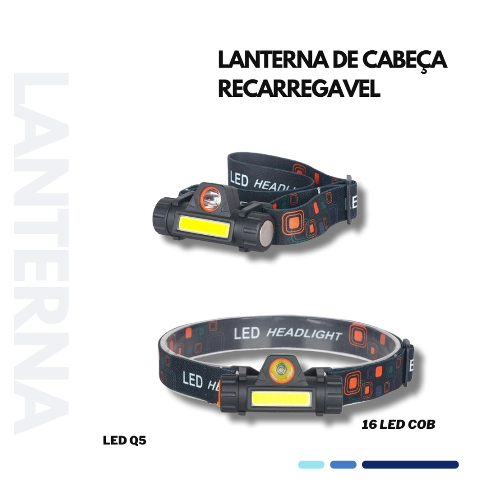 LANTERNA DE CABEÇA RECARREGAVEL