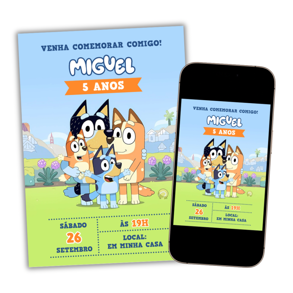 Convite Digital Bluey Modelo 2