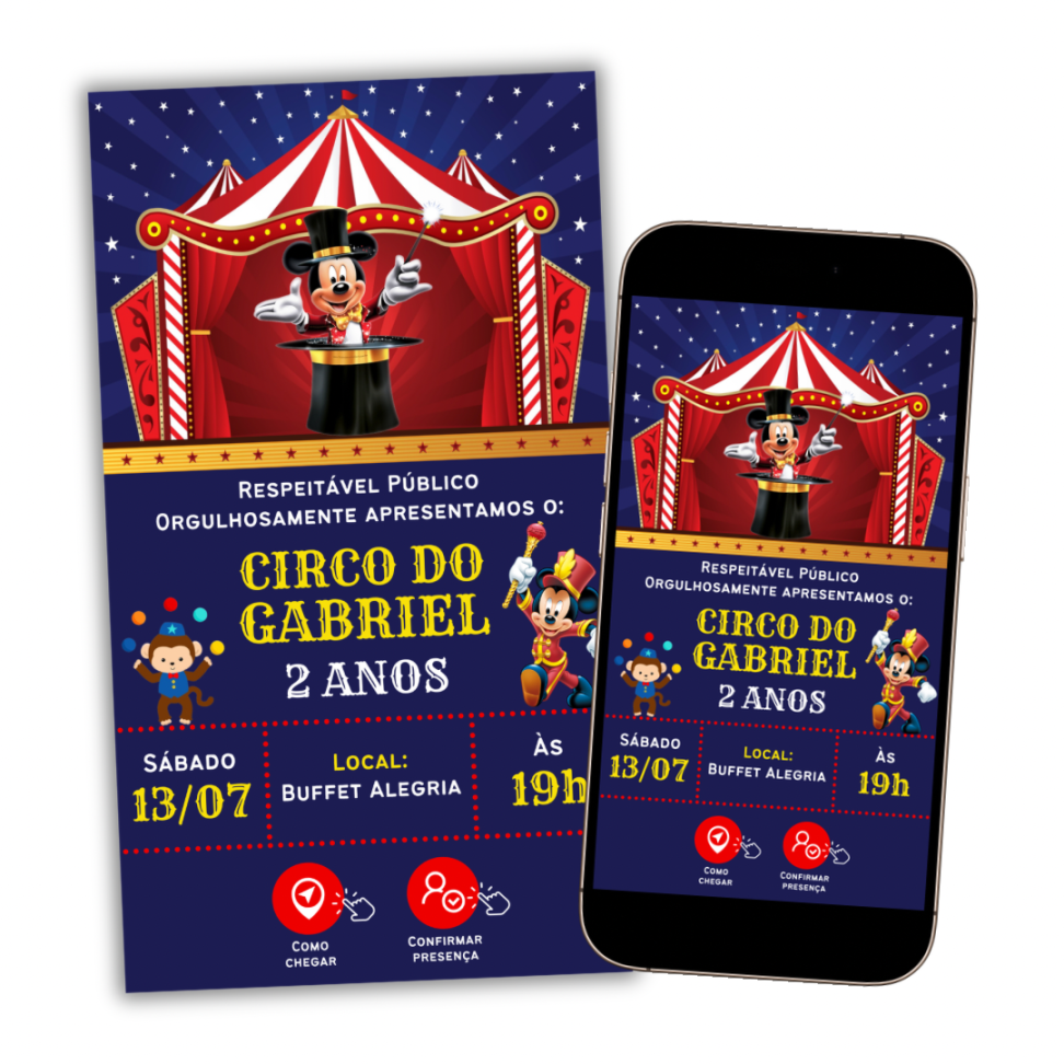 Convite Digital Interativo Circo do Mickey