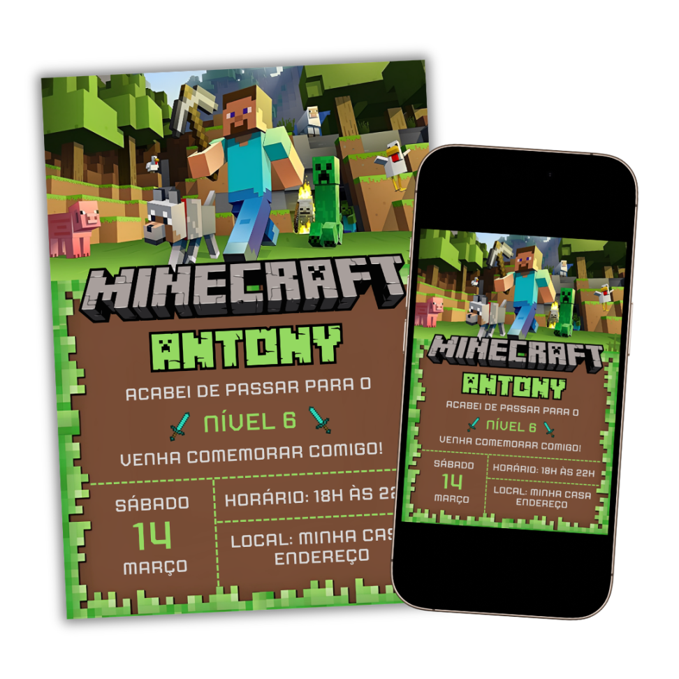 Convite Digital Minecraft
