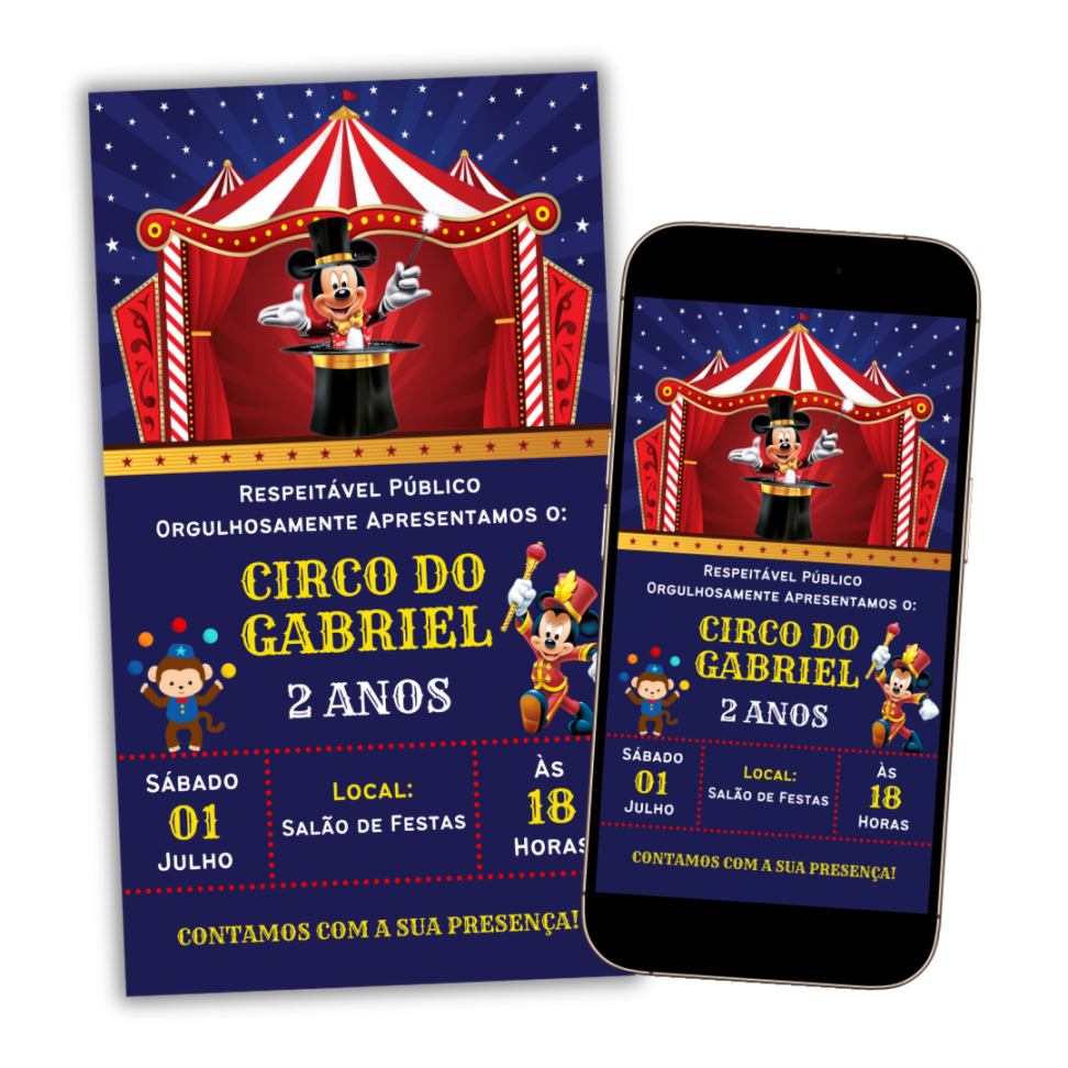 Convite Digital Circo do Mickey