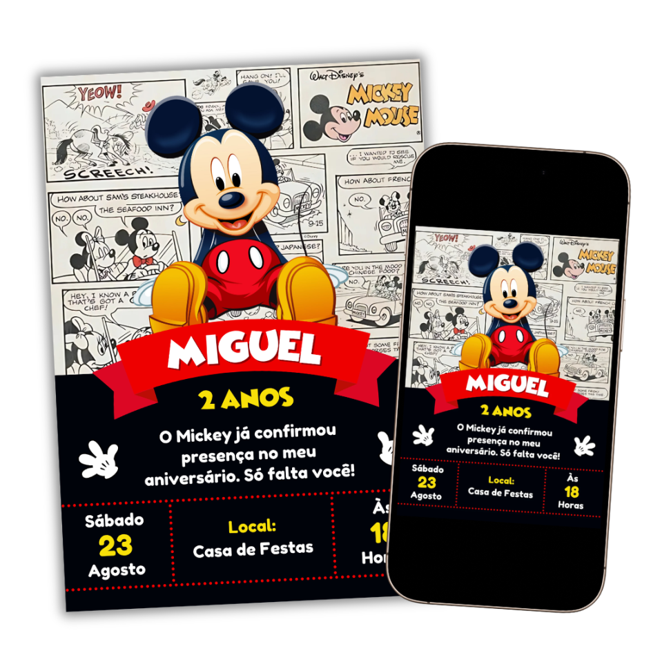 Convite Digital Mickey Mouse