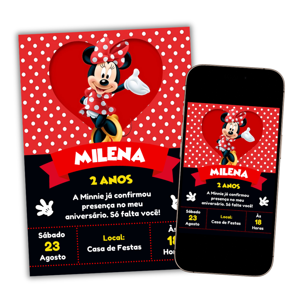 Convite Digital Minnie Vermelha