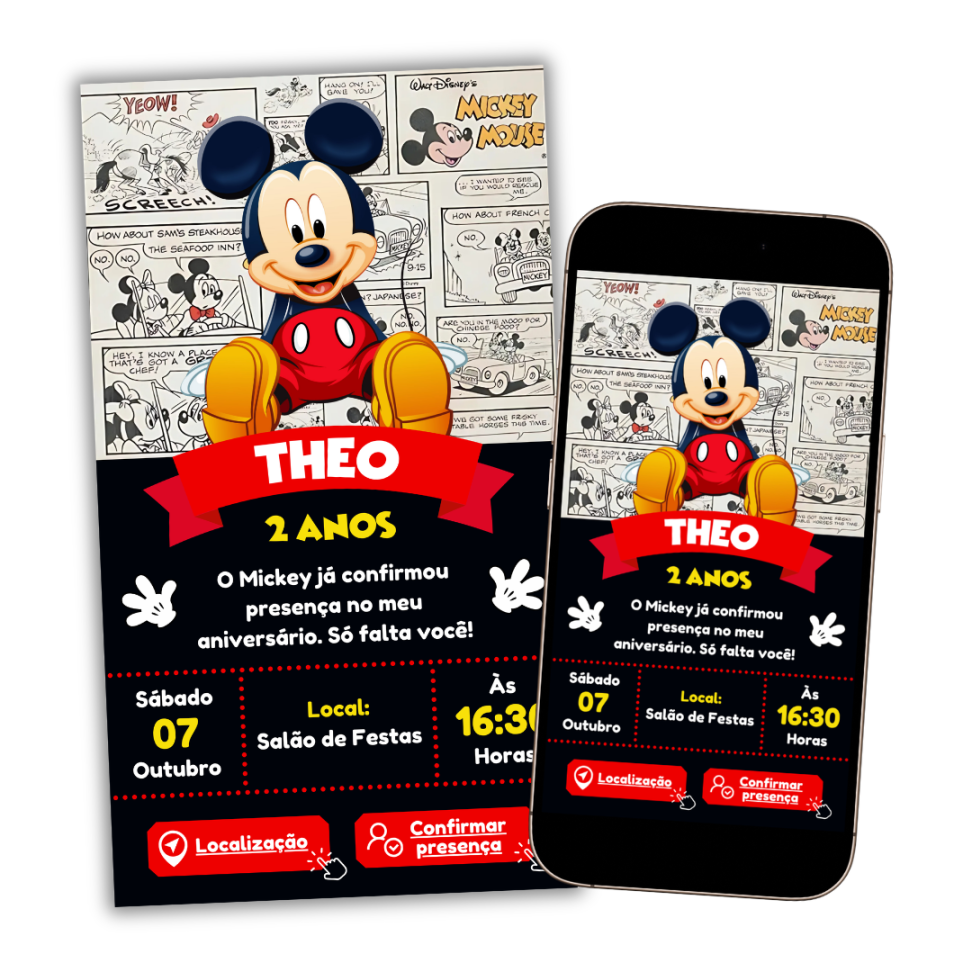 Convite Digital Interativo Mickey Mouse