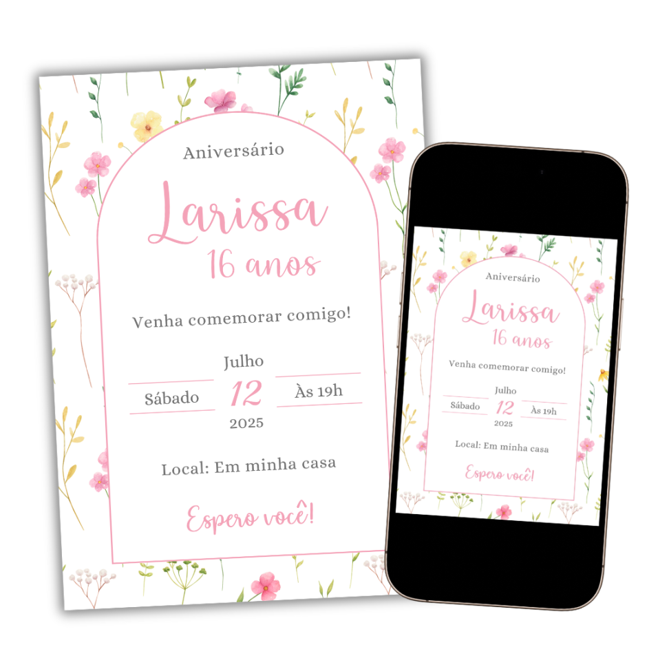 Convite Digital Feminino Floral - #5