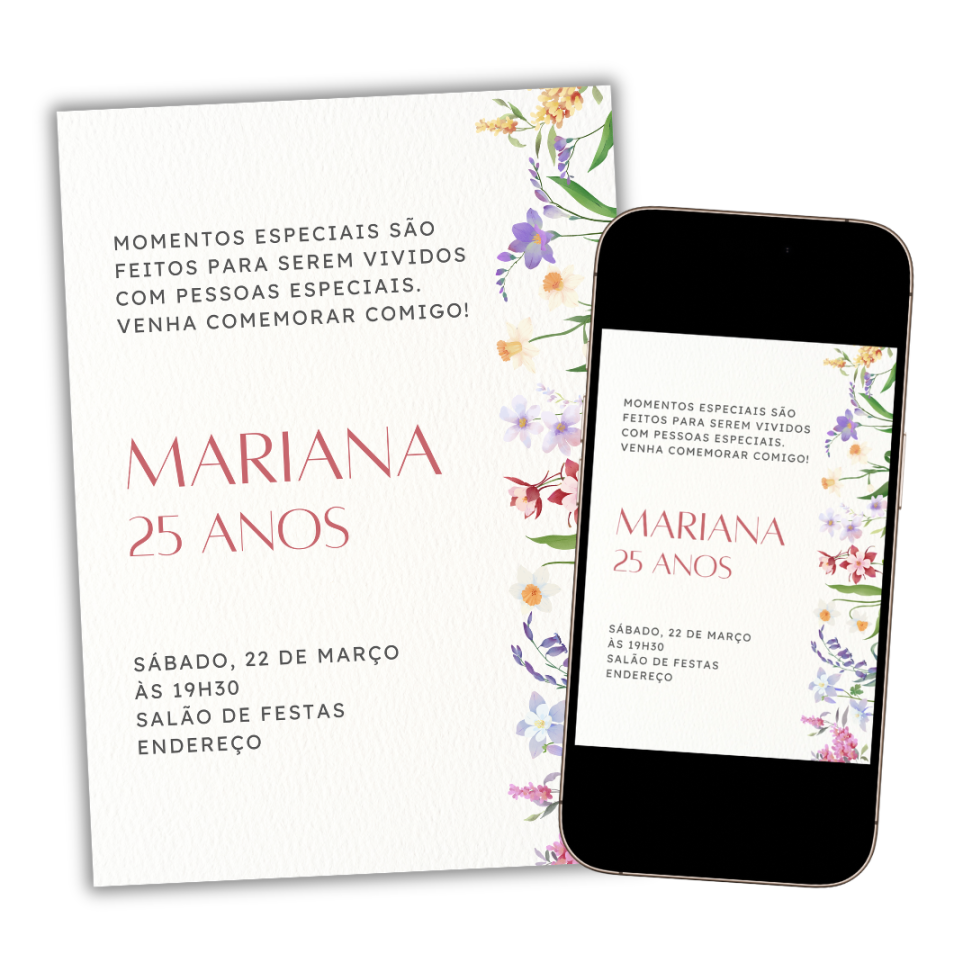 Convite Digital Feminino Floral - #3