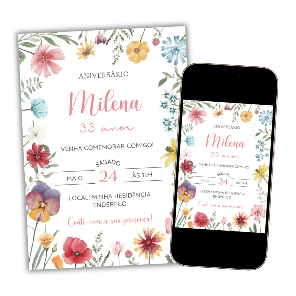 Convite Digital Feminino Floral - #4