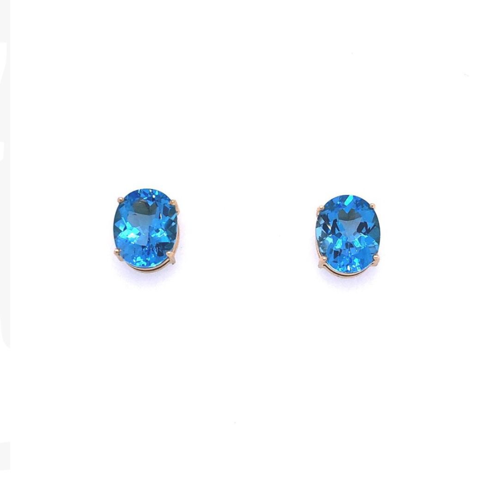 Brinco de Topázio azul em ouro 18k (PLTBT09Y)