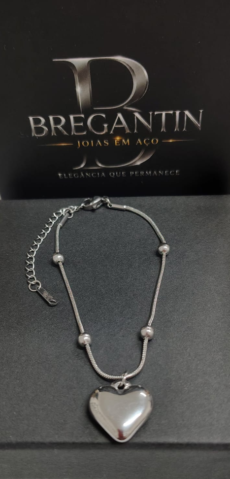 Pulseira Esferar Pingente Coração