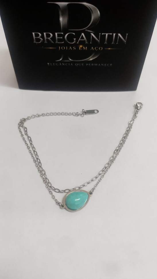 Pulseira Dupla Gota Turquesa