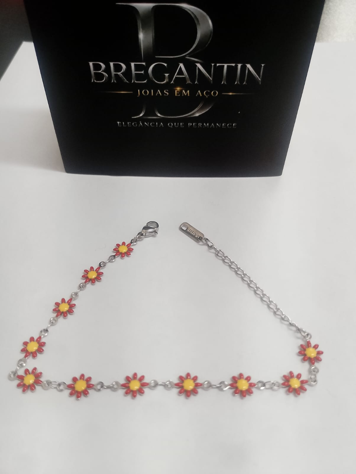 Pulseira Florzinhas Esmaltada Vermelho
