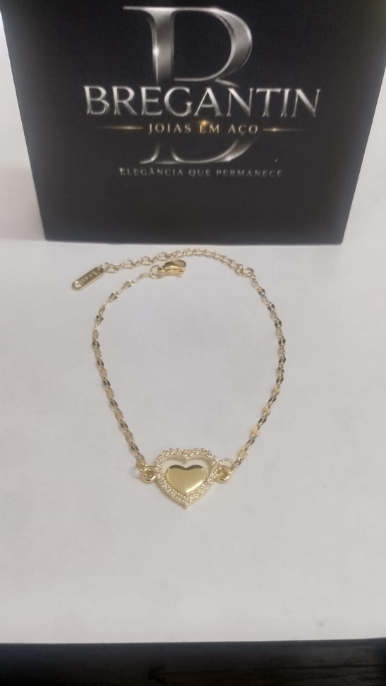 Pulseira Coração Zirconias Dourado