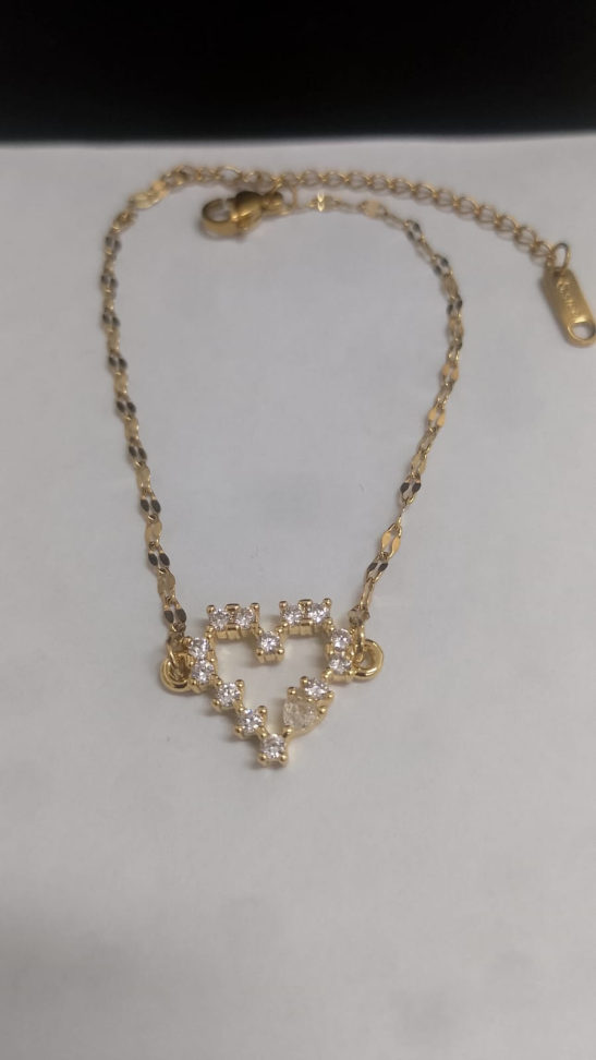 Pulseira Coração Cravejado Cristais