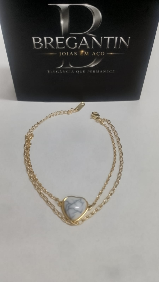 Pulseira Dupla Coração Branco
