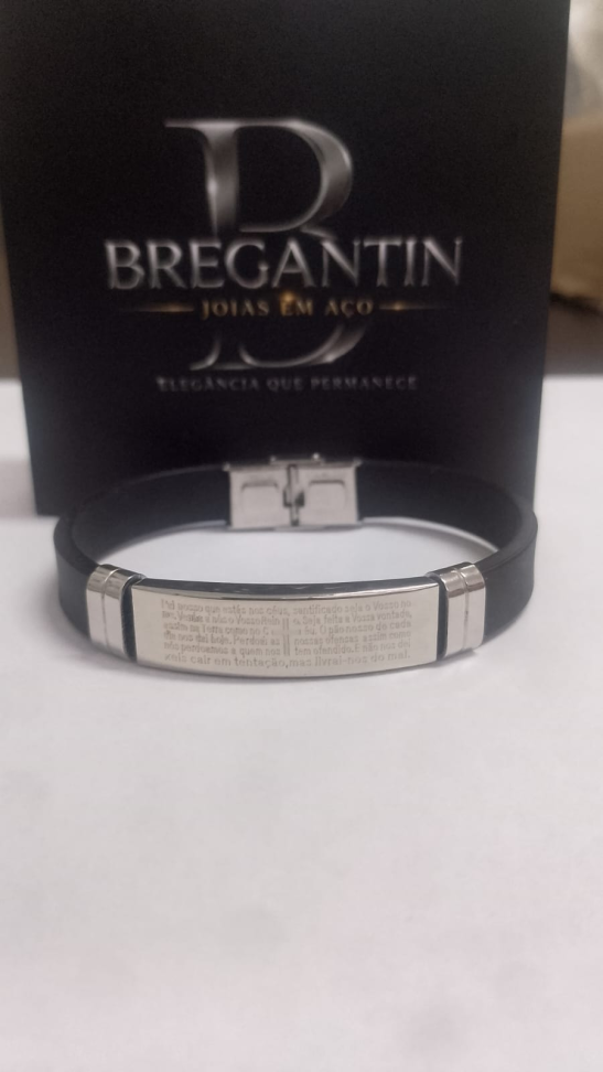 Bracelete Silicone/Aço Pai Nosso