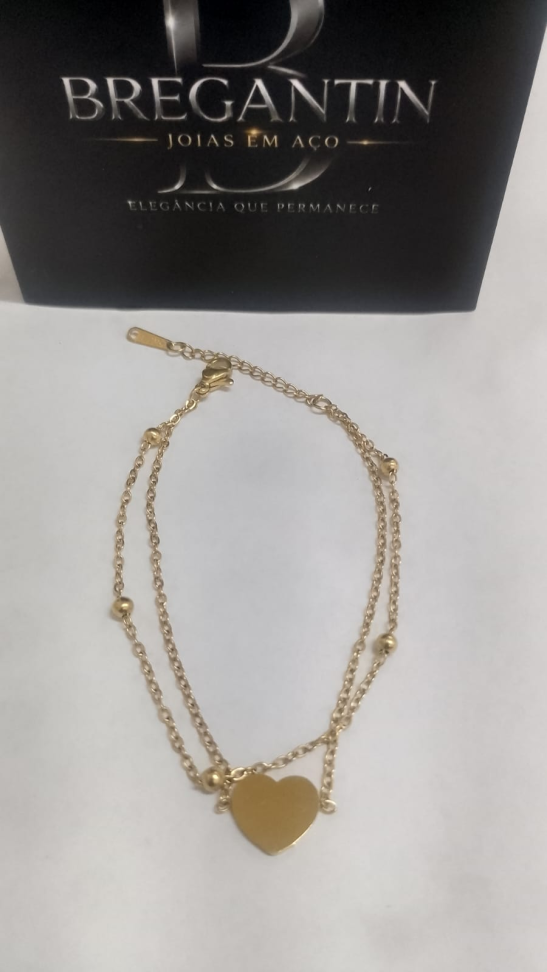 Pulseira Dupla Coração/Esferas