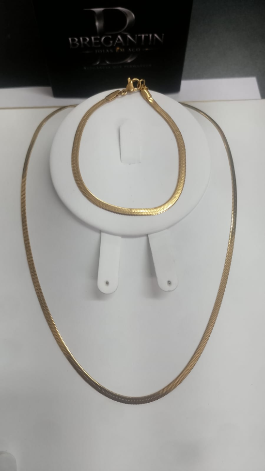 Conj. Colar/Pulseira Malha 3mm