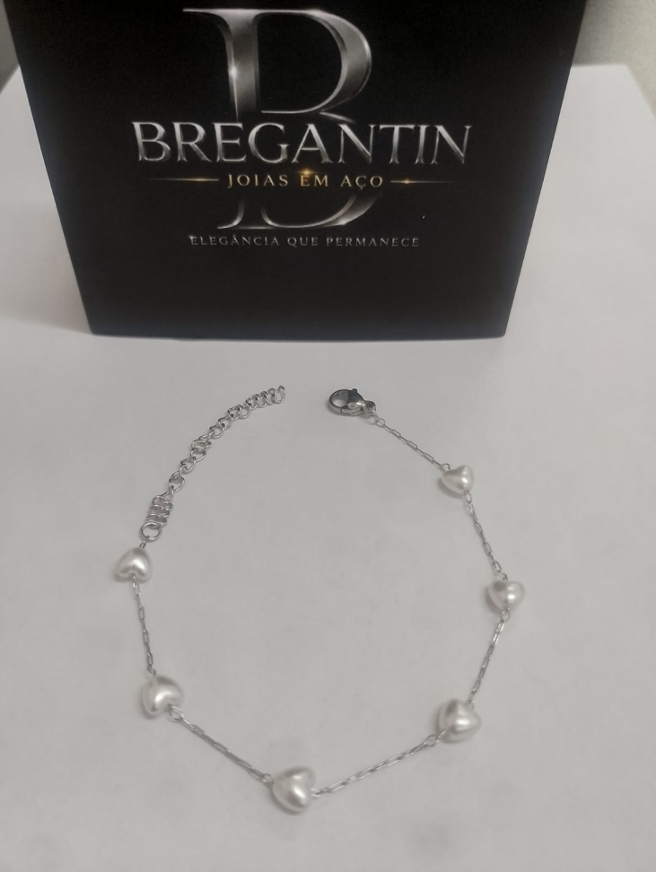 Pulseira Perolas Coração