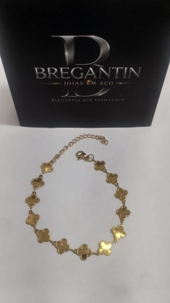 Pulseira Medalhas Vancleef 17+5 Dourado