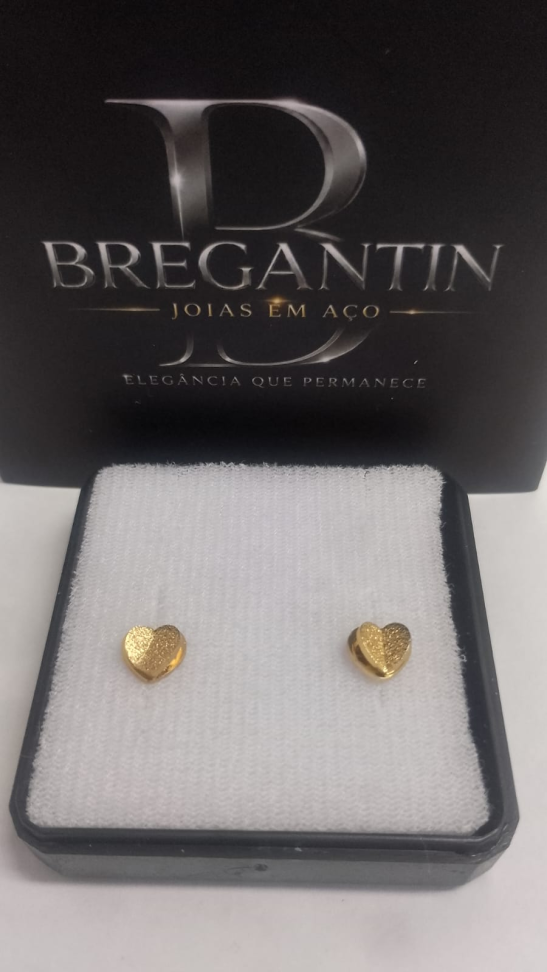 Brinco Coração Duplo Dourado