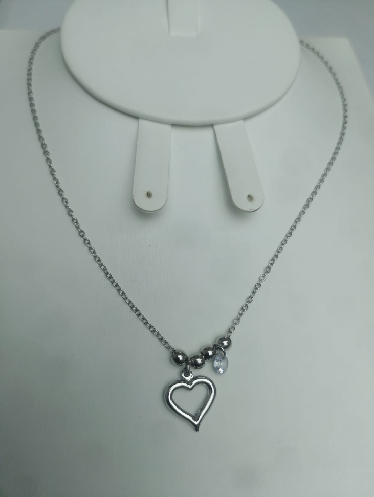 COLAR CORAÇÃO BOLINHA ZIRCONIA