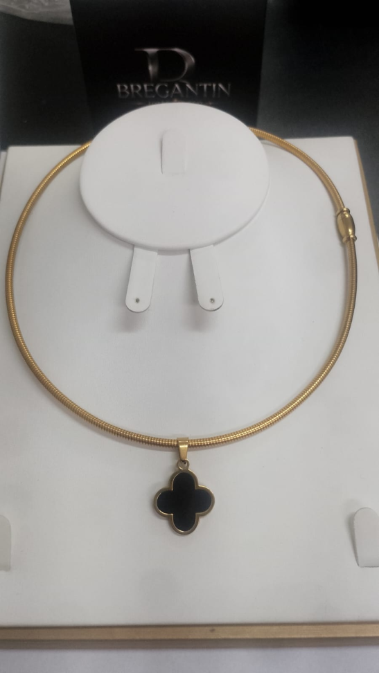 Colar ARO Trevo Ebano Dourado