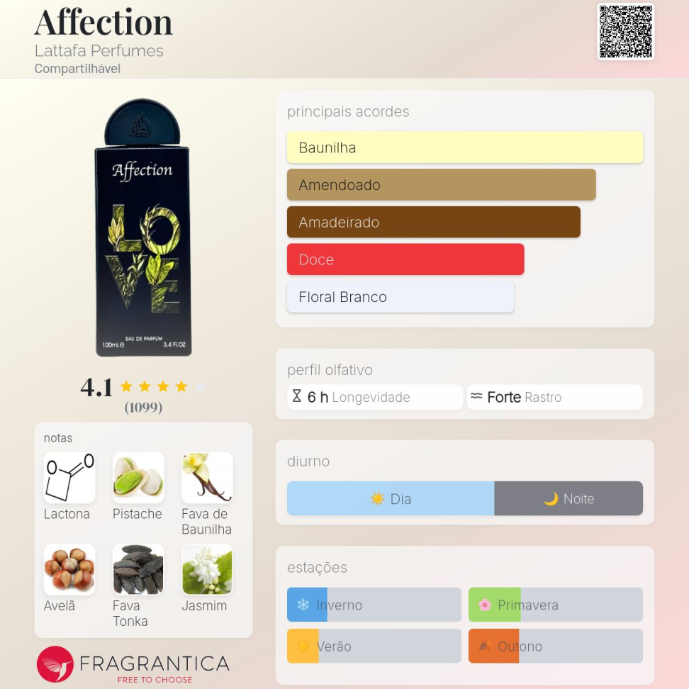 Affection - Lattafa - Decant em frasco de vidro
