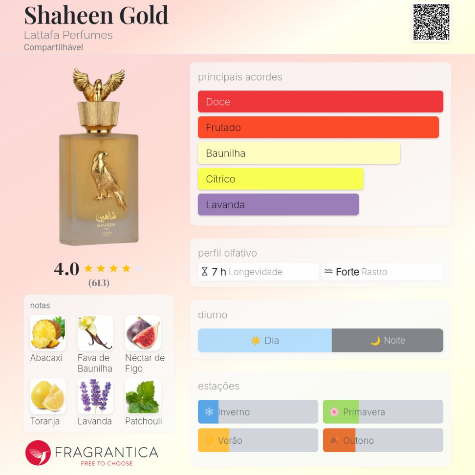 Shaheen Gold - Lattafa - Decant em frasco de vidro